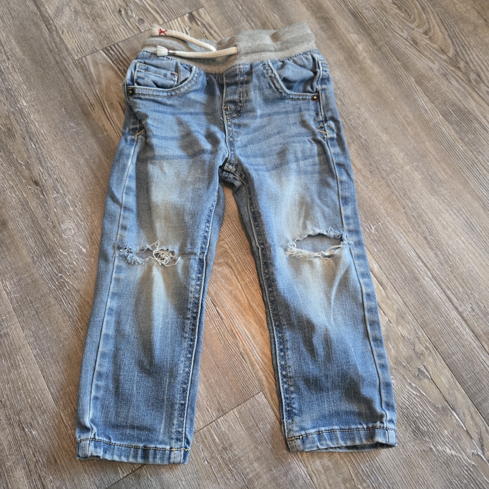 2T Boys Cat & Jack Kids Light Blue Distressed Denim Jogger Pants